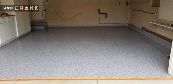 Same garage floor after an epoxy flake coating